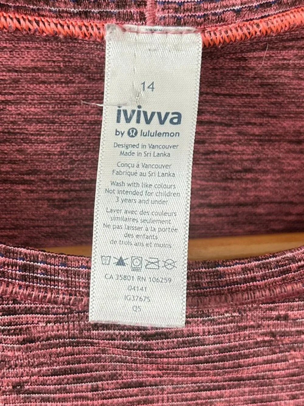 Ivivva by Lululemon Heathered Pink and Black Fly Tech Long Sleeve Youth Size 14